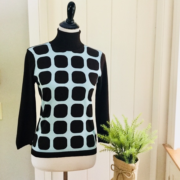 White + Warren Sweaters - WHITE + WARREN Brown & Blue Mod Rayon Turtleneck